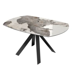 Akante New AustinTable moderne en céramique extensible avec pieds en métal noir* Table De Salle à Manger