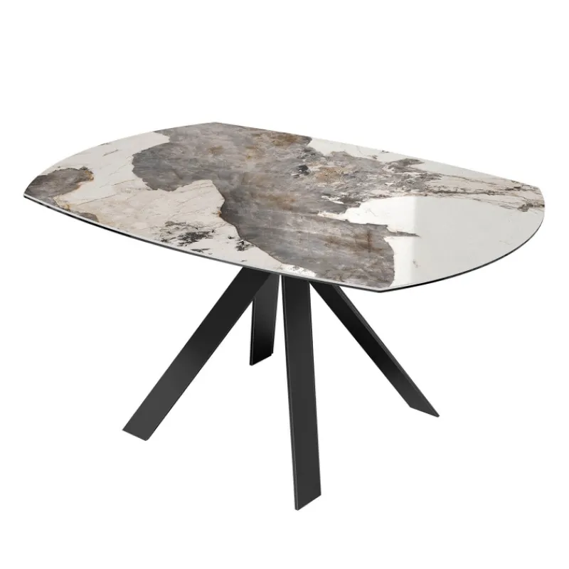 Akante New AustinTable moderne en céramique extensible avec pieds en métal noir* Table De Salle à Manger
