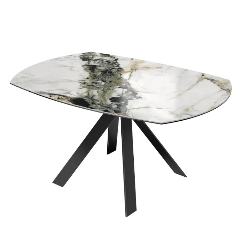 Akante New AustinTable moderne en céramique extensible avec pieds en métal noir* Table De Salle à Manger