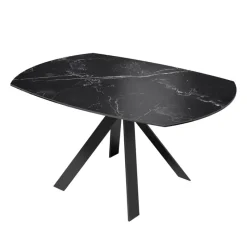 Akante New AustinTable moderne en céramique extensible avec pieds en métal noir* Table De Salle à Manger