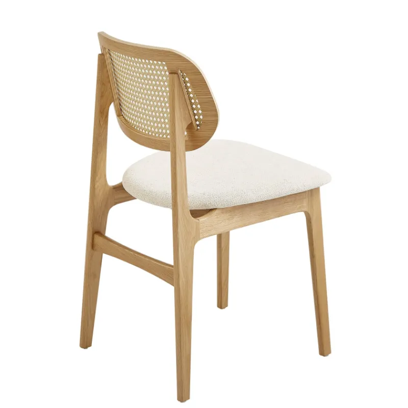 NinaChaise en bois avec dossier en cannage et assise tissu* Chaise De Salle à Manger|Chaise Salon