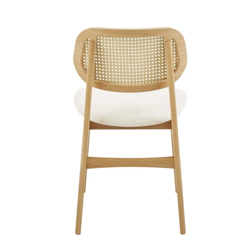 NinaChaise en bois avec dossier en cannage et assise tissu* Chaise De Salle à Manger|Chaise Salon