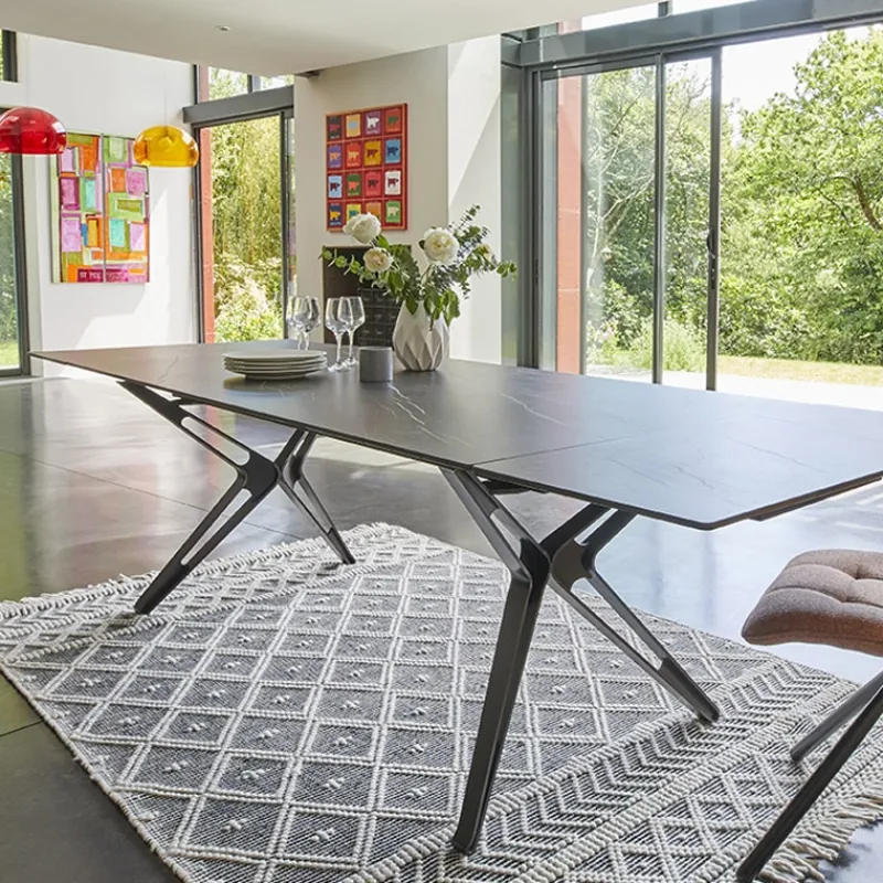 Couture Nova Table céramique design extensible pieds en X* Table De Salle à Manger
