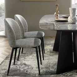 Europea Odette Chaise moderne avec dossier incurvé en tissu et pieds en métal* Chaise De Salle à Manger|Chaise Salon