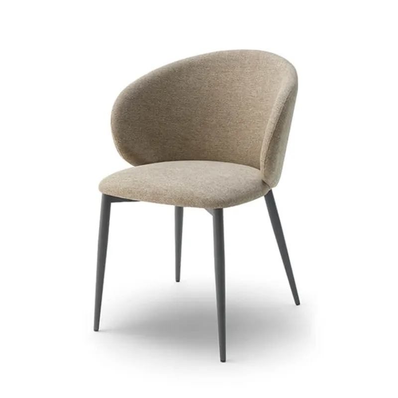 Europea Odette Fauteuil moderne dossier incurvé en tissu pieds en métal* Chaise De Salle à Manger|Fauteuil De Salon