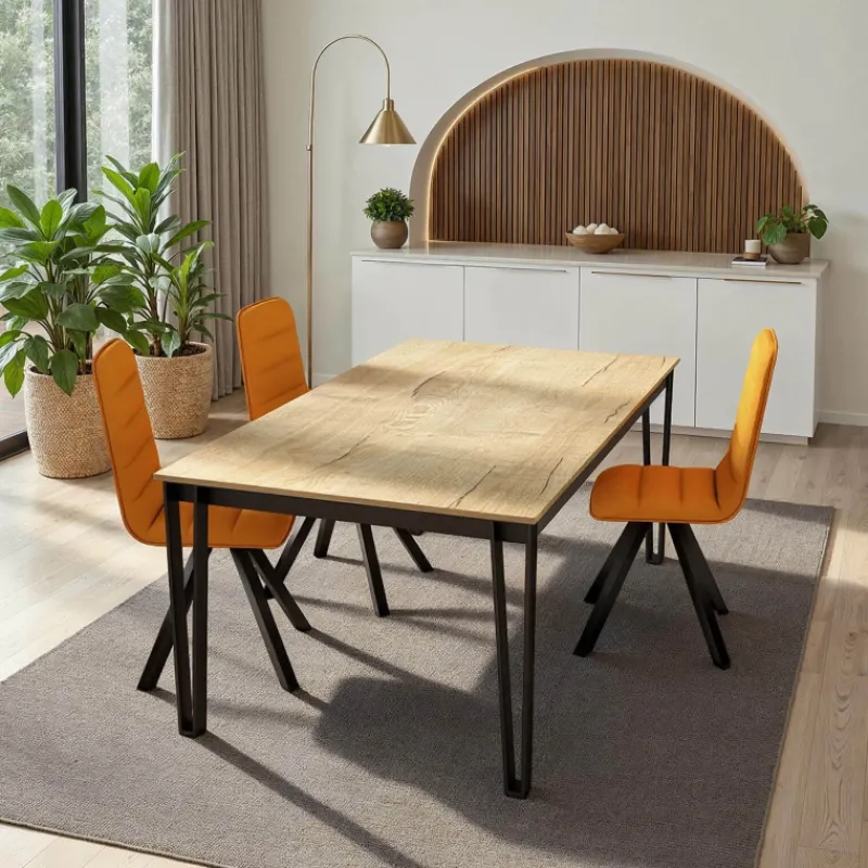 Cancio Okaso Table de salle à manger rectangulaire en stratifié pieds en épingle* Table De Salle à Manger