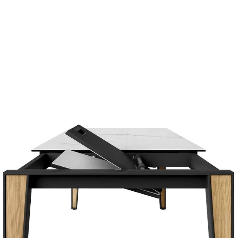 Cancio Okaso Table moderne extensible en céramique avec pieds bois et métal* Table De Salle à Manger
