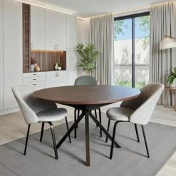 Perfecta Onyx Table ronde moderne extensible en stratifié avec pied central design* Table De Salle à Manger