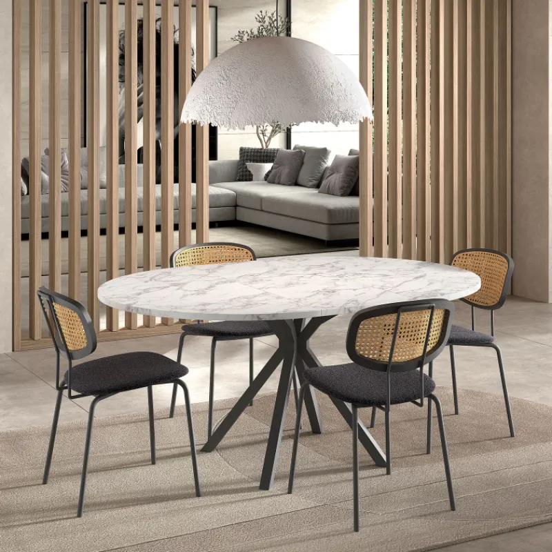 Perfecta Onyx Table ronde moderne extensible en stratifié avec pied central design* Table De Salle à Manger