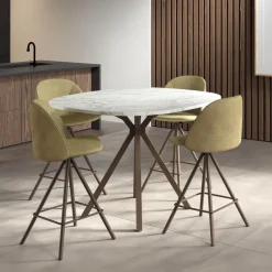 Perfecta Onyx Table snack carrée avec bords arrondis en stratifié et pieds en métal* Table De Cuisine|Table De Salle à Manger