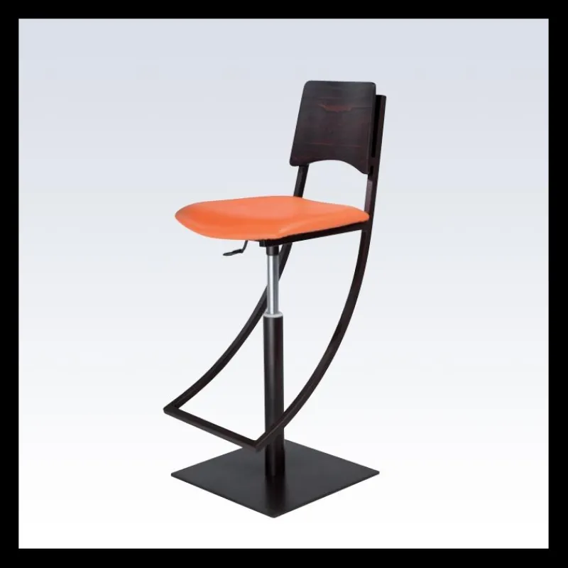 Carrier Ophélie ® Tabouret réglable en métal et synthétique dossier bois wengé* Tabouret Snack (assise +/- 65 Cm)|Tabouret De Bar (assise +/- 80 Cm)