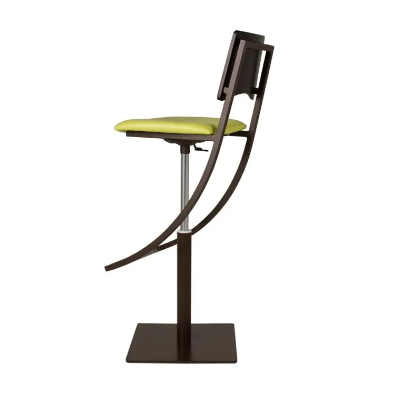 Carrier Ophélie ® Tabouret réglable en métal et synthétique dossier bois wengé* Tabouret Snack (assise +/- 65 Cm)|Tabouret De Bar (assise +/- 80 Cm)