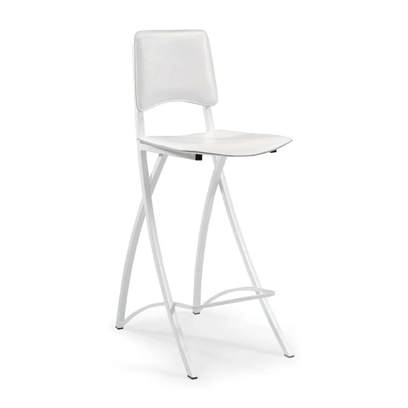 Carrier Ophélie ® Tabouret snack de fabrication française en métal et croûte de cuir* Tabouret Snack (assise +/- 65 Cm)|Tabouret De Bar (assise +/- 80 Cm)