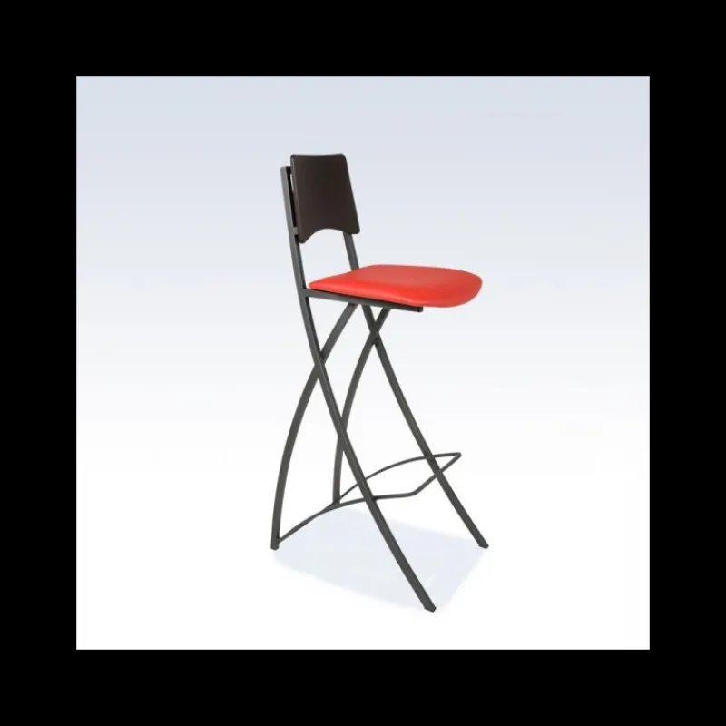 Carrier Ophélie ® Tabouret snack contemporain pliant en métal et synthétique dossier bois wengé* Tabouret Snack (assise +/- 65 Cm)|Tabouret De Bar (assise +/- 80 Cm)