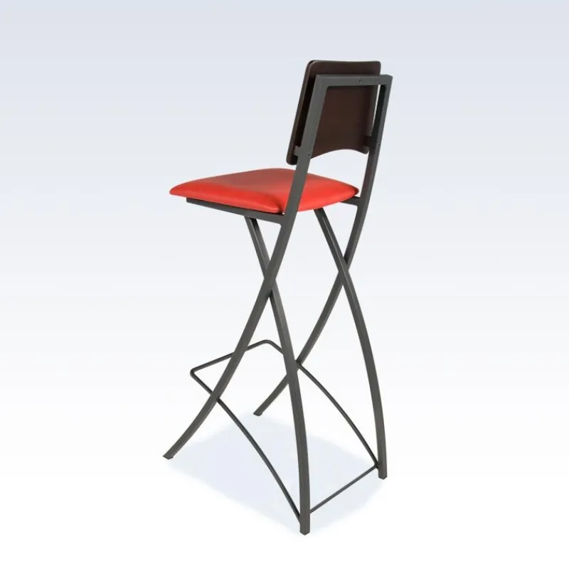 Carrier Ophélie ® Tabouret snack contemporain pliant en métal et synthétique dossier bois wengé* Tabouret Snack (assise +/- 65 Cm)|Tabouret De Bar (assise +/- 80 Cm)