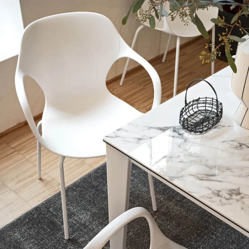 OPS ! Connubia© Fauteuil design italien empilable en polypropylène avec pieds en métal* Chaise De Cuisine|Chaise De Salle à Manger