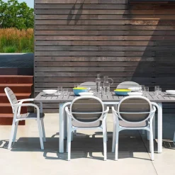Palma Fauteuil de jardin en polypropylène coloris blanc et taupe* Chaise De Jardin|Fauteuil De Jardin