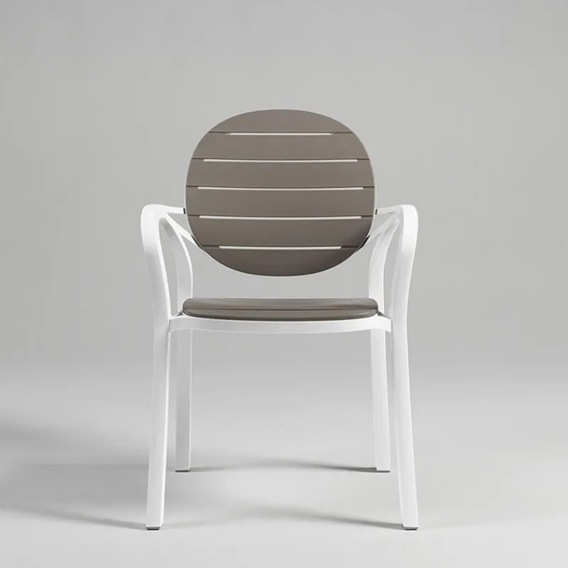 Palma Fauteuil de jardin en polypropylène coloris blanc et taupe* Chaise De Jardin|Fauteuil De Jardin