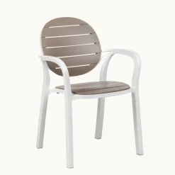 Palma Fauteuil en polypropylène coloris blanc et taupe* Chaise De Cuisine|Chaise De Salle à Manger
