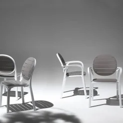 Palma Fauteuil en polypropylène coloris blanc et taupe* Chaise De Cuisine|Chaise De Salle à Manger