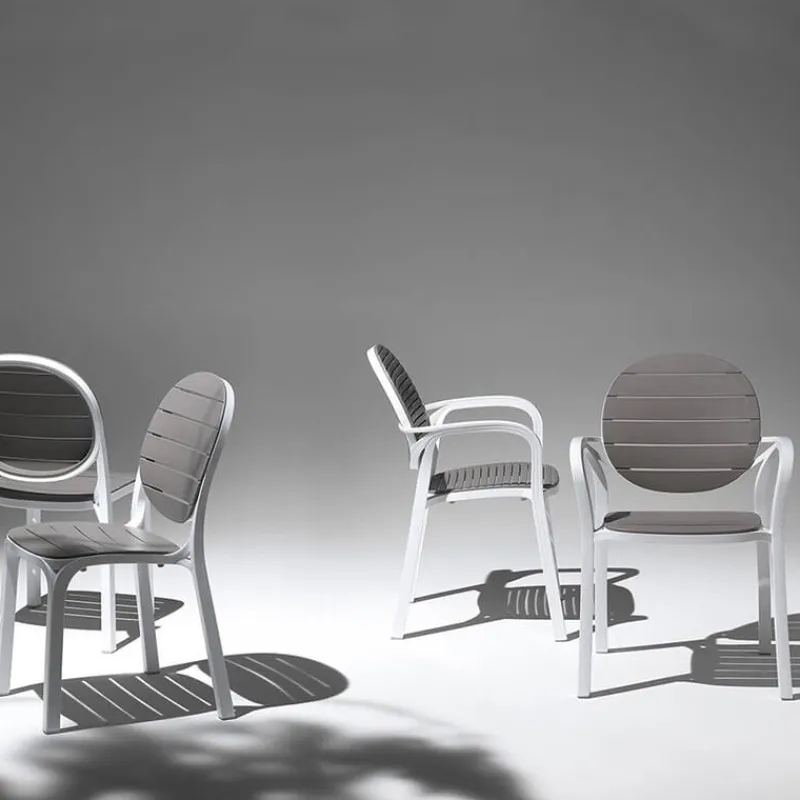 Palma Fauteuil en polypropylène coloris blanc et taupe* Chaise De Cuisine|Chaise De Salle à Manger