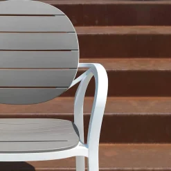 Palma Fauteuil en polypropylène coloris blanc et taupe* Chaise De Cuisine|Chaise De Salle à Manger