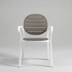 Palma Fauteuil en polypropylène coloris blanc et taupe* Chaise De Cuisine|Chaise De Salle à Manger