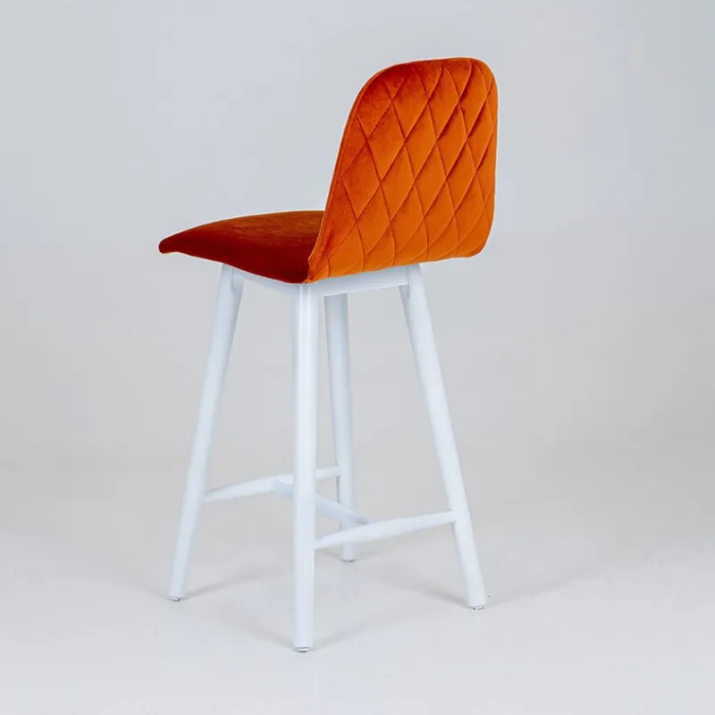 Sessio Pandora diamant Tabouret snack dos matelassé en tissu et pieds en bois* Tabouret Snack (assise +/- 65 Cm)|Tabouret De Bar (assise +/- 80 Cm)
