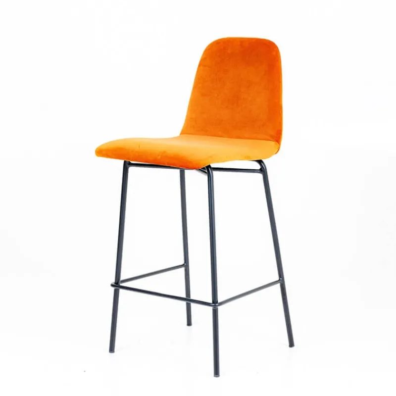 Sessio Pandora diamant Tabouret snack dos matelassé en tissu et pieds métal* Tabouret Snack (assise +/- 65 Cm)|Tabouret De Bar (assise +/- 80 Cm)