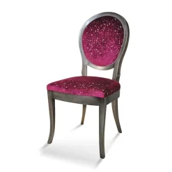 Paget Pauline Chaise médaillon en bois massif et tissu fabrication française* Chaise De Salle à Manger|Chaise Salon