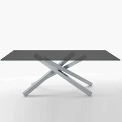 Midj Péchino ® Table design en verre trempé et piétement mikado en métal* Table De Salle à Manger