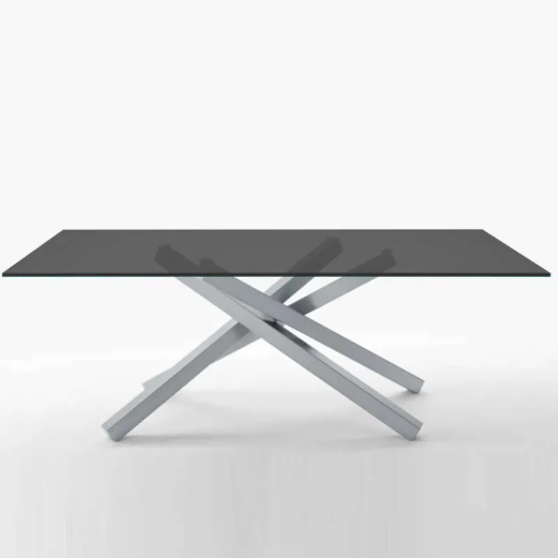 Midj Péchino ® Table design en verre trempé et piétement mikado en métal* Table De Salle à Manger