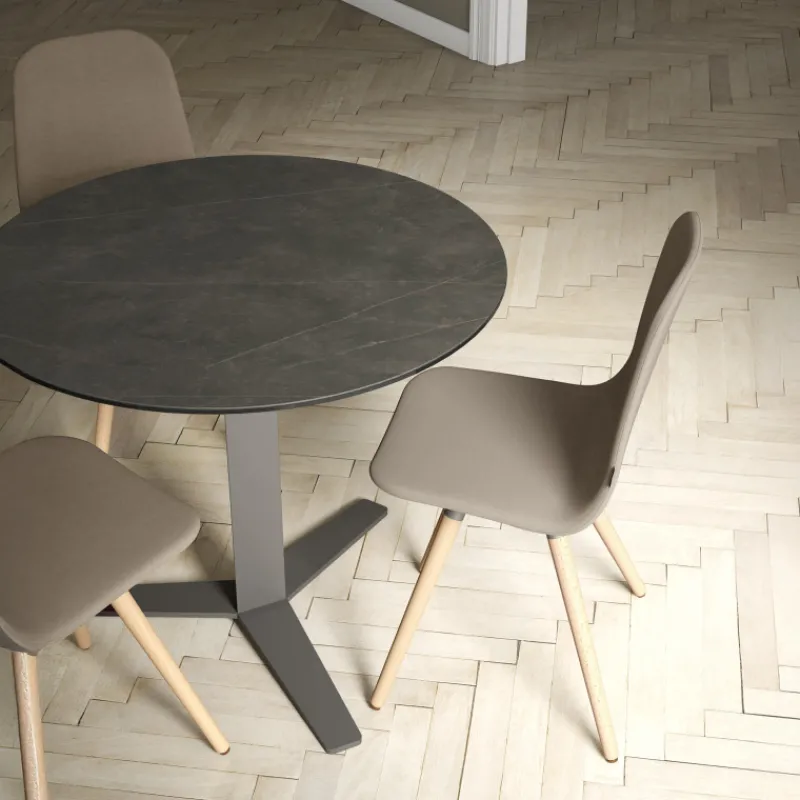 Cancio Peliccan Table ronde petit espace en céramique et métal* Table De Cuisine|Table Pour Petit Espace