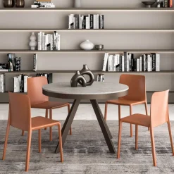 Ozzio PetaloTable ronde design extensible avec pieds en métal* Table De Salle à Manger|Table Pour Petit Espace