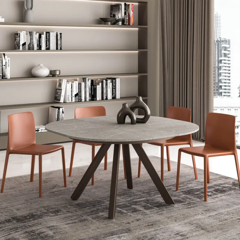 Ozzio PetaloTable ronde design extensible avec pieds en métal* Table De Salle à Manger|Table Pour Petit Espace