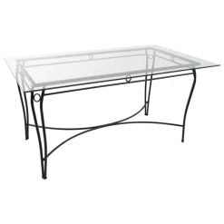 Jayso Pisa Table d'extérieur provençale en verre trempé et acier* Table De Jardin