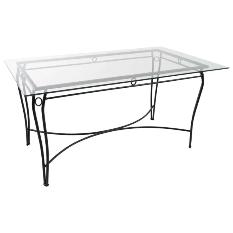 Jayso Pisa Table d'extérieur provençale en verre trempé et acier* Table De Jardin