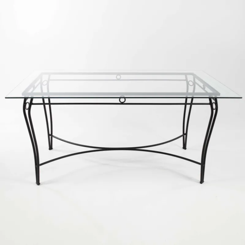 Jayso Pisa Table d'extérieur provençale en verre trempé et acier* Table De Jardin