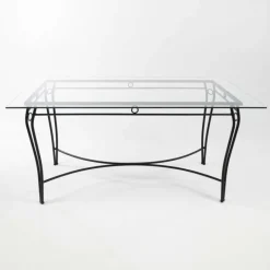 Jayso Pisa Table provençale en verre trempé et acier* Table De Salle à Manger