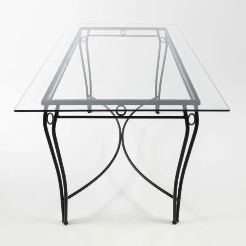 Jayso Pisa Table provençale en verre trempé et acier* Table De Salle à Manger