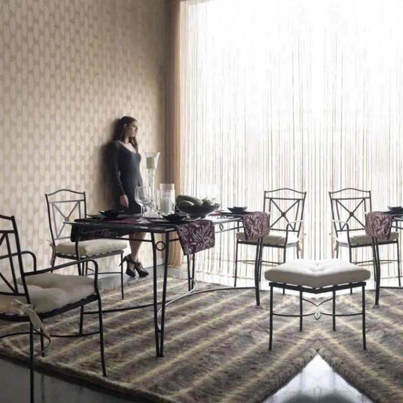 Jayso Pisa Table provençale en verre trempé et acier* Table De Salle à Manger