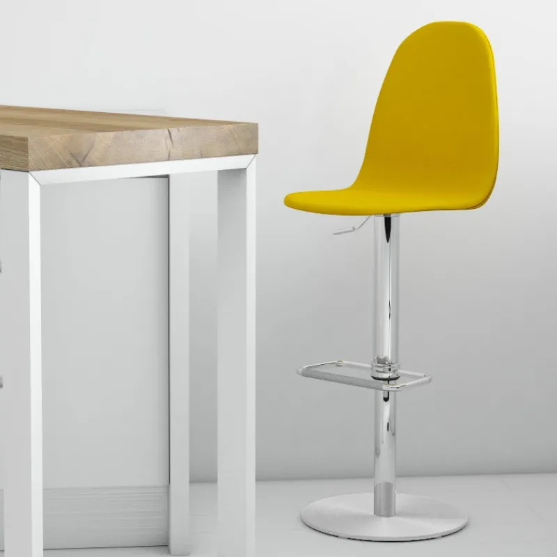 Cancio Play Tabouret réglable en hauteur tissu et pied métal* Tabouret Snack (assise +/- 65 Cm)|Tabouret De Bar (assise +/- 80 Cm)