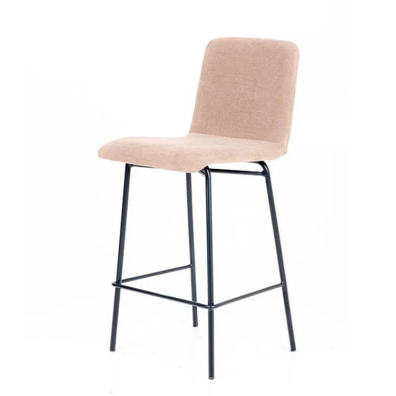 Sessio Plaza diamant Tabouret snack avec dos matelassé en tissu pieds en métal* Tabouret Snack (assise +/- 65 Cm)|Tabouret De Bar (assise +/- 80 Cm)