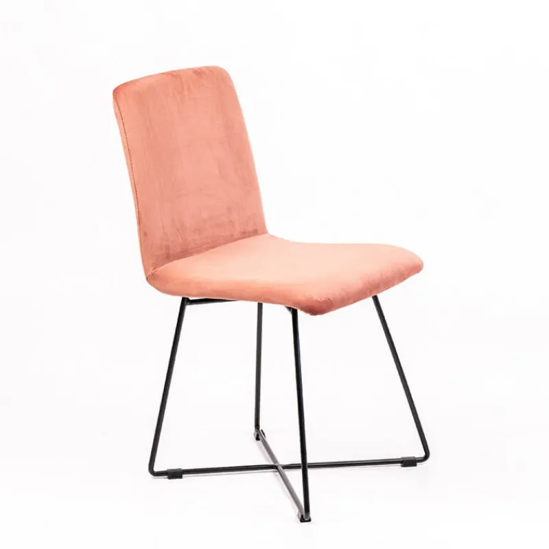 Sessio Plaza line Chaise design en tissu avec dos matelassé et pieds en métal croisés* Chaise De Salle à Manger|Chaise Salon