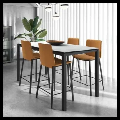 Perfecta Primera Tabouret snack belge rembourré en simili et pieds en métal* Tabouret Snack (assise +/- 65 Cm)|Tabouret De Bar (assise +/- 80 Cm)