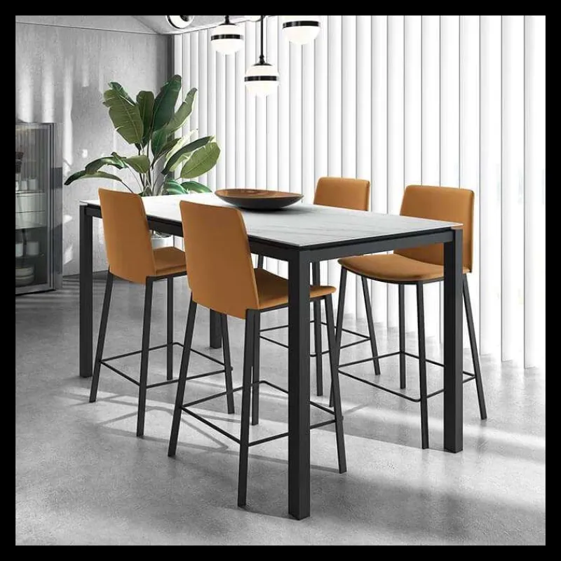 Perfecta Primera Tabouret snack belge rembourré en simili et pieds en métal* Tabouret Snack (assise +/- 65 Cm)|Tabouret De Bar (assise +/- 80 Cm)