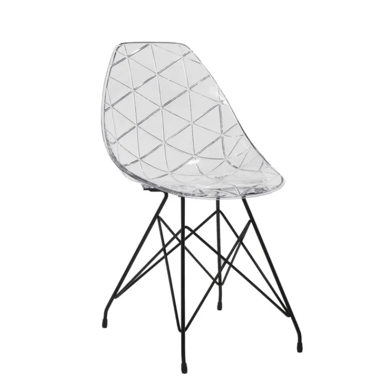 Prisma Chaise design coque transparente avec pieds eiffel en métal noir* Chaise De Salle à Manger|Chaise Salon