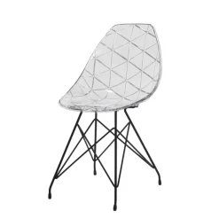 Prisma Chaise design coque transparente avec pieds eiffel en métal noir* Chaise De Salle à Manger|Chaise Salon
