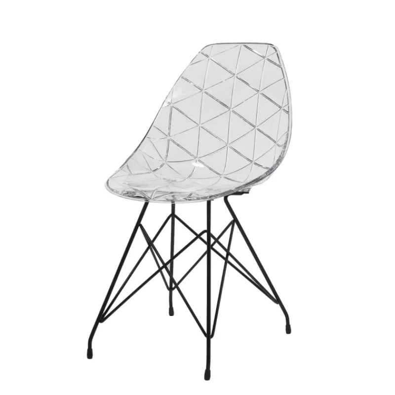 Prisma Chaise design coque transparente avec pieds eiffel en métal noir* Chaise De Salle à Manger|Chaise Salon