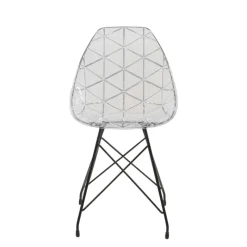 Prisma Chaise design coque transparente avec pieds eiffel en métal noir* Chaise De Salle à Manger|Chaise Salon